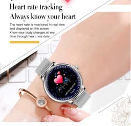 DrPhone NY1 - 2.5 Curve Elegante Smartwatch voor Vrouwen - Dunne Metalen Kast - Hartslagmeter - Sportfunctie - Brons Goud — thumbnail 5