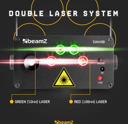 Party laser - BeamZ Dahib laser lichteffect met rode & groene laser + blauwe LED — thumbnail 5