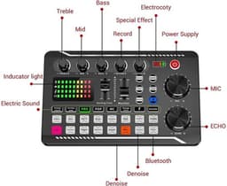 DJ Draaitafel - DJ Mix Set - Dj Mixer Effecten En Stemwisselaar - DJ Controller - Live Geluidskaart En Audio-Interface - Bluetooth Stereo Audio Mixer - Zwart — thumbnail 4