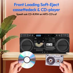 MEDION P66538 Cassetterecorder (retro boombox met cd-speler, jaren 80, groot, USB, SD, cd, cassette MC, DAB+ radio telescopische antenne, Bluetooth, cassettedeck, opnamefunctie, werkt op batterijen) — thumbnail 2