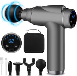 Mini massagepistool met 32 snelheden, 3500 RPM en 4 massagekoppen voor spierverrijking — thumbnail 1