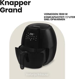 Airfryer Grote Capaciteit - Heteluchtfriteuse Vetvrij - Gezond Koken - Snelle Opwarming 60 Sec - 7.7 Liter - Zwart — thumbnail 3