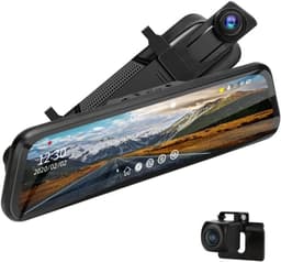 Dashcam - Dashcam voor Auto - Autospiegel - met Vaste Bedrading - 24-uurs Parkeermonitor - Videorecorder - 1080p - Dubbele Dashcam - 170° Groothoeklens - Timelapse-video - Loop-opname - G-sensor - 10 inch - Zwart — thumbnail 1