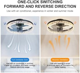 Luxe Plafondventilator - Met LED Verlichting - Dimbaar - Zwart - 50cm — thumbnail 3