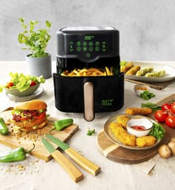 Just Vegan, Arifryer - zwart -  200°C - Hetelucht friteuse - Plantaardige antiaanbaklaag - Duurzaam en vetvrij frituren — thumbnail 3