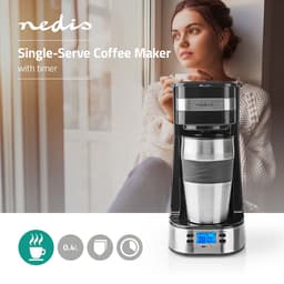 Nedis 1-kops koffiezetapparaat | Reisbeker met dubbele wand | 0,42 L | Zwart | Timer — thumbnail 2