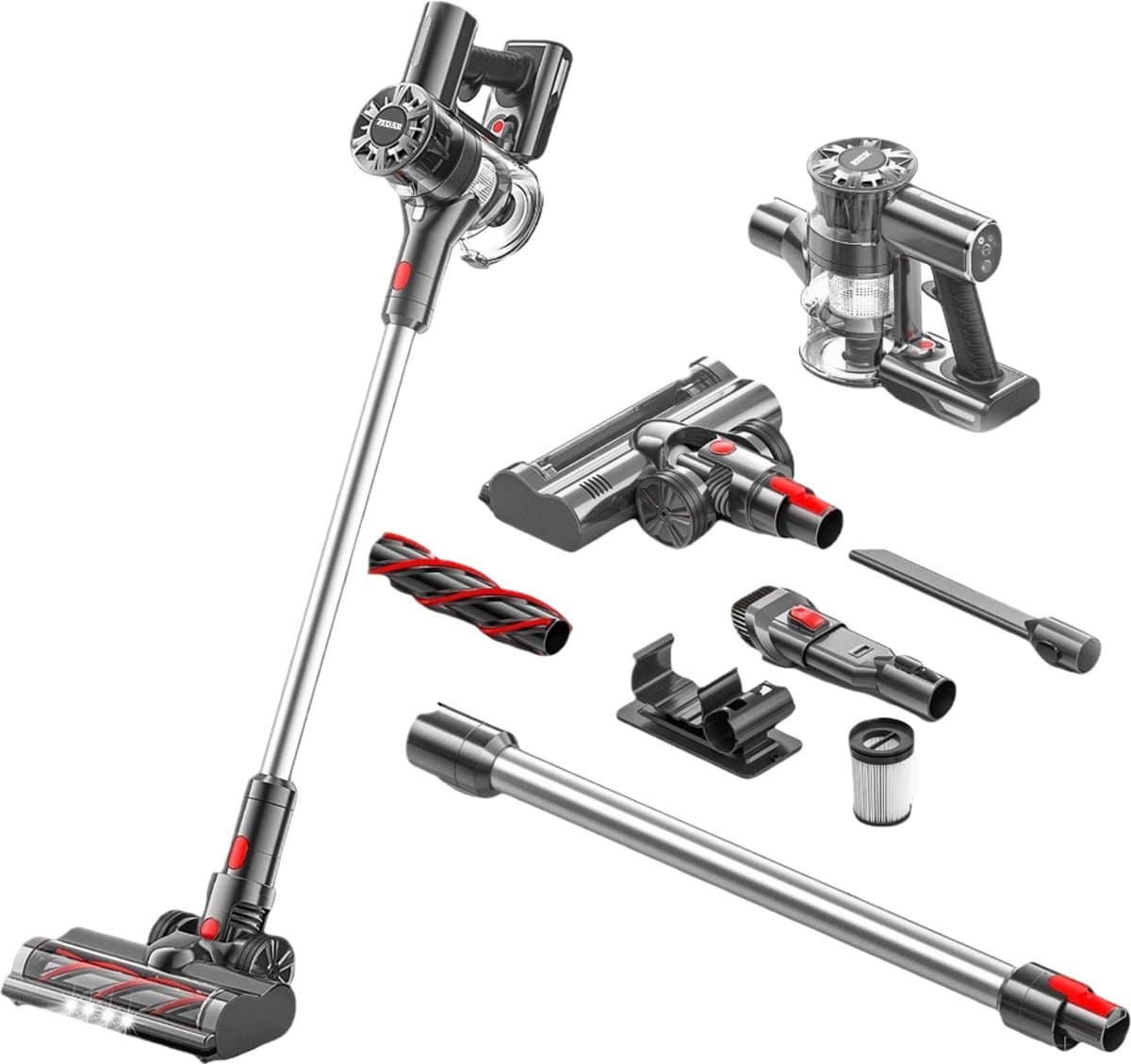 Zedar S600 Steelstofzuiger draadloos met 4 verschillende opzetstukken - Draadloze stofzuiger - zonder zak op accu- Vacuum cleaner - accu stofzuiger — afbeelding 1