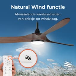 Goedewaere Plafondventilator Nordic Wood - Lamp - Afstandsbediening - Stil - Timer - 106cm — thumbnail 5