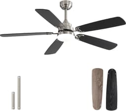COVREO Plafondventilator met verlichting – Ventilator met 6 snelheden – Voor woonkamer en slaapkamer – 132 cm – Brushed Nickel — thumbnail 3