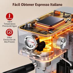 Espressomachine - Pistonmachine - 20 Bar Pomp - Portafilter - Met Manueel Stoompijpje - Drukmeter - Zilver RVS - Coffee Machine - Voor Thuis en Kantoor — thumbnail 4