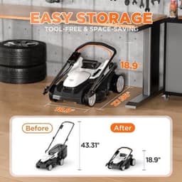 Accugrasmaaier – Elektrische Grasmaaier – Duwmaaier – Maaier – Tuingereedschap – Borstelloze Motor – 37 cm Maaibreedte met 40L Opvangbak — thumbnail 3
