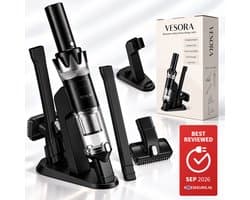 Vesora® 3-in-1 Kruimeldief - Kruimelzuiger Snoerloos best verkocht - Krachtige Handstofzuiger met Opzetstukken en Steel - Ook Voor Dierenharen - Stofreiniger - Autostofzuiger - Air Duster - HEPA-filter - Draadloos - Zwart / Zilver