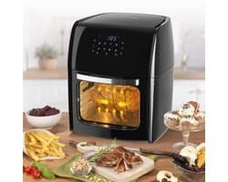Digitale XL heteluchtfriteuse, 12 liter, bijzonder vetarme en zachte bereiding, 9 programma's, timerfunctie voor nauwkeurig koken en automatisch uitschakelen, zwart