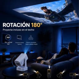 Draagbare mini-projector, 1080p, met 4K-ondersteuning, verbeterde versie 2026, tv-projector, draagbare projector, Android 11, autofocus, tot 130 inch projectie, 180 graden rotatie voor plafond — thumbnail 4