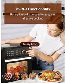Airfryer oven - Hetelucht Friteuse - Air Fryer - 15L - Grote Inhoud - 12-in-1 - 1700W - App Bediening - 360° Luchtcirculatie - Touch Screen - Turbo Functie — thumbnail 5