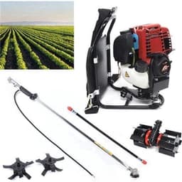 Benzine Grastrimmer - Grasmaaier - Bosmaaier - Kantenmaaier - Tuingereedschap - 35.4CC - 4-Takt 1KW, 4500-8500RPM – Rugzakmodel in Zwart/Rood — thumbnail 1