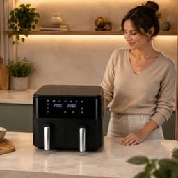 Tobi Dual Zone Airfryer 15L, XXXL 2400W – Olievrije Heteluchtfriteuse met 2 Onafhankelijke Bereidingscompartimenten, Digitaal Touchscreen, Instelbare Temperatuur en Timer, Frituren, Bakken, Braden en Opwarmen — thumbnail 2