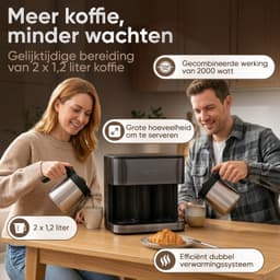 ProfiCook KAD 1307 - Dubbel Koffiezetapparaat met Thermoskannen - 24 Kopjes - 2,4 Liter - Dark Inox — thumbnail 5