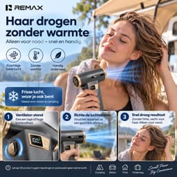 CL CHLIN REMAX 3-in-1 Air Duster & Turbo Fan – Draadloze Luchtblazer, Handstofzuiger en Luchtpomp – 180.000 RPM – 8000 mAh – 100W — thumbnail 2