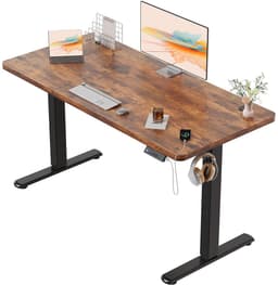 Devoko Elektrisch Verstelbaar Zit-Sta Bureau 120x60 cm Breed – Hoogte 73–118 cm – 2 Geheugenstanden, Zit-Herinnering, LED-Display en USB – Draagvermogen 70 kg – Vintagebruin — thumbnail 1