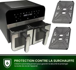 Nest, CNAFD45WS, 2400 W digitale heteluchtfriteuse met dubbele mand en 9 liter venster, gezond en snel koken, modern design, ideaal voor elke keuken, grijs — thumbnail 4