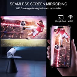Mini Projector met WiFi & Bluetooth 5.1 – Mini Beamer 720P Native, Ondersteunt 1080P Full HD – Draagbare Projector met 180° Draaibaar Design – Thuisbioscoop Beamer, Home Cinema & Filmprojector voor Slaapkamer, Woonkamer & Buiten — thumbnail 5
