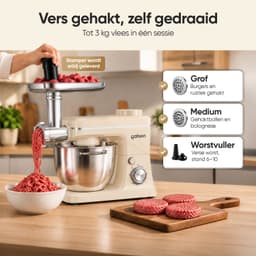 Gatson Multifunctionele Keukenmachine - Blender, Vleesmolen, Koekjesmaker & Groentesnijder - Keukenmixer - Keukenrobot - Foodprocessor - Mixer Met Mengkom — thumbnail 5