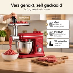 Gatson Multifunctionele Keukenmachine - Blender, Vleesmolen, Koekjesmaker & Groentesnijder - Keukenmixer - Keukenrobot - Foodprocessor - Mixer Met Mengkom — thumbnail 5