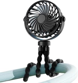 Handventilator oplaadbaar - op batterijen - USB-opladen - 3 Standen - Hand Tafelventilator Draadloos - Ophangbaar - Geluidsarm - Zwart — thumbnail 1