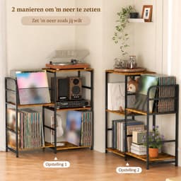 OUYLAF XXL LP Opbergsysteem - Tot 300 Platen - platenspeler kast - LP houder - 70x30x77.6cm - Platenspeler Meubel - Vintage Bruin LP kast - Vinyl houder — thumbnail 3