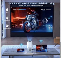 Mini Beamer Smart – WiFi 6 & Bluetooth 5 | 4K & 1080P | Automatische Trapeziumcorrectie & 180° Draaibaar | Thuisbioscoop & Outdoor — thumbnail 5
