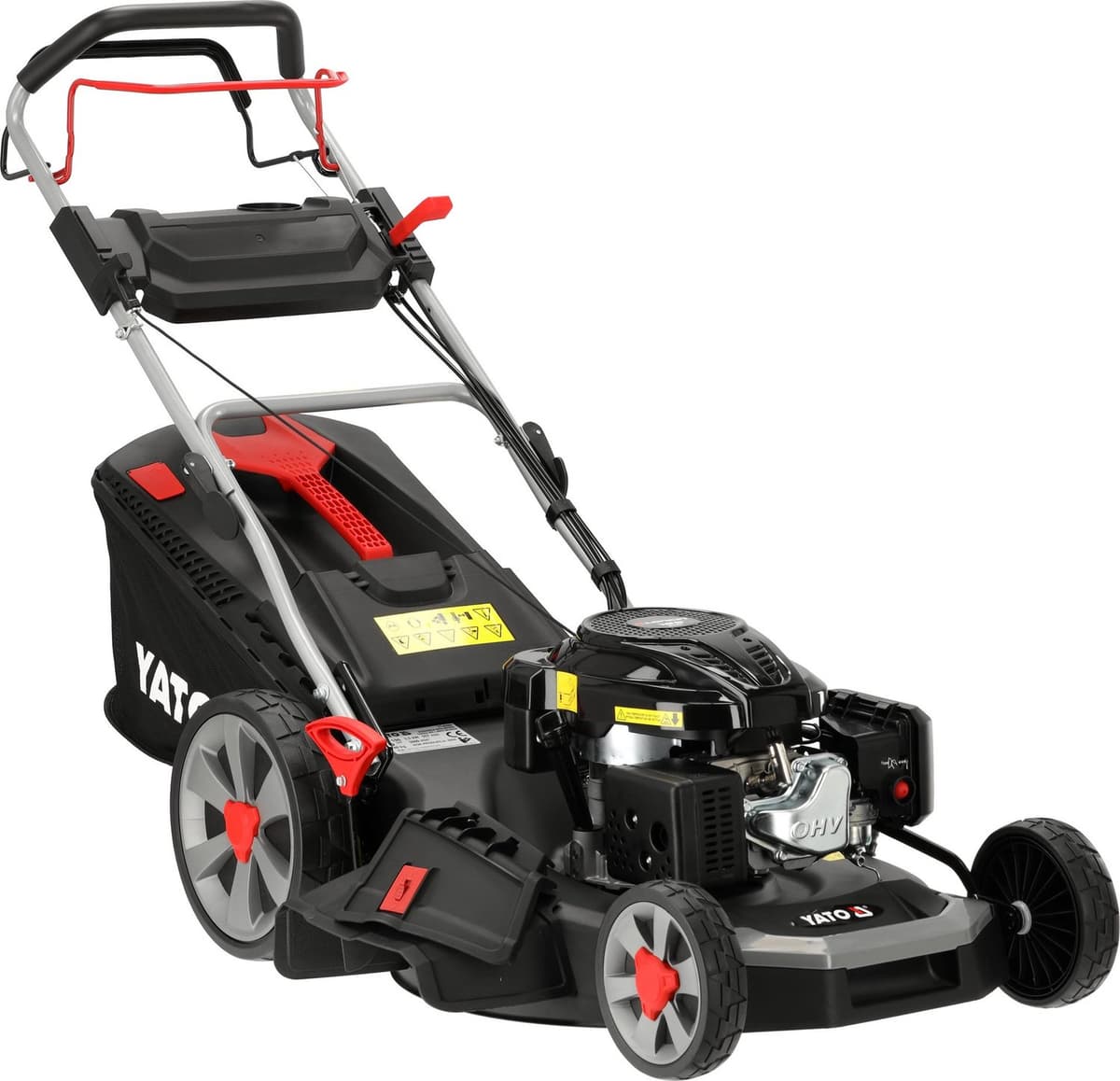 YATO YT-85506 Zelftrekkende Benzine Grasmaaier 56 cm (22") - Loncin V200 196 cc (3.5 kW / 4.76 PK) - 4-in-1 Cirkelmaaier met Mulching - Big Wheel (12" Achterwielen) - Stalen Dek & Bekerhouder — afbeelding 1