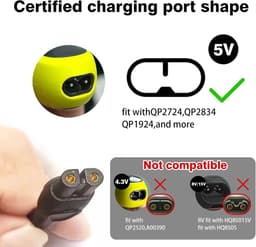 Grasmaaier, oplader, 5 V, compatibel met 360 Series QP2734 QP2724 QP2834 QP2824 QP4631 QP2720 QP4530 MG7910 MG9520 - ShopVlot — thumbnail 3