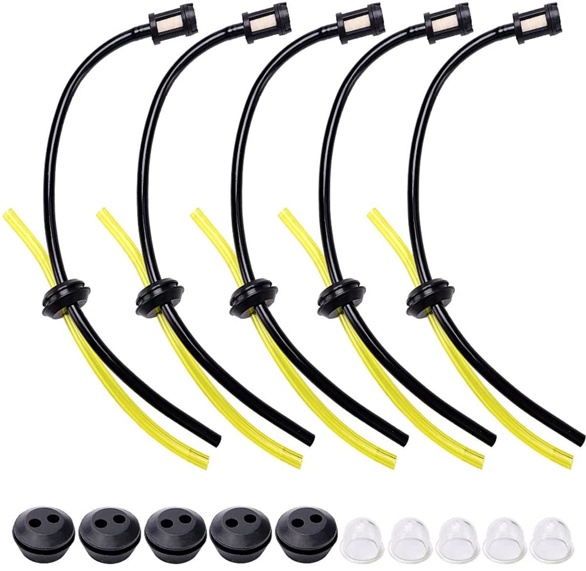 5 Sets Universele Brandstoffilterset, Grasmaaier Brandstofleiding, Brandstofslang met Filter Primer Lamp Assy, Maaimachine Maaier Brandstofbuis Strimmer voor Maaier Bosmaaier, Grasmaaier — afbeelding 1