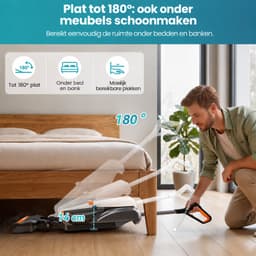 Grenintol Vloerreiniger 3-in-1 – Nat- en Droog Stofzuiger – Met Dweilfunctie – 15kPa – 180° Platliggend – Zelfreiniging met Geëlektrolyseerd Water – Automatische Droging – Dubbelzijdige Randreiniging – 35 Min Accuduur – Oranje — thumbnail 5