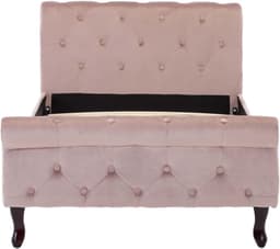 Bedframe, roze fluweel, 90 x 200 cm, klassiek bedframe met fluwelen bekleding en grenenhouten poten voor elegante slaapkamerdecoratie — thumbnail 3