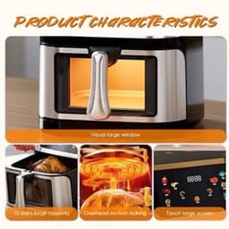 Airfryer - XXL – Heteluchtfriteuse – 2400W/2800W – 12L - RVS & Touchscreen – Multifunctionele Elektrische Friteuse - Olievrij Frituren - Zwart — thumbnail 3