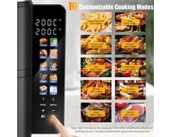Airfryer – Heteluchtfriteuse – Dubbele Mand – Dubbele Lade – XXL Heteluchtoven – 11L Capaciteit – Verticaal Stapelbaar – PFAS-vrij – 2800W – 10 Kookprogramma’s – Sync & Match Functie