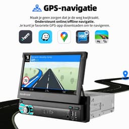 ESSGOO autoradio 1 din - Apple CarPlay & Android Auto (draadloos) - 7" HD touchscreen handmatig opvouwbaar scherm - Android 16, 2+32GB - GPS, wifi, USB, AUX — thumbnail 4