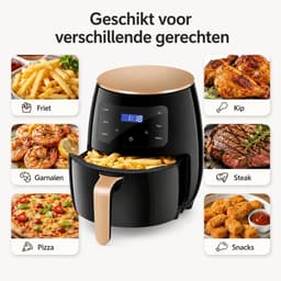 VERON VR-1010 Airfryer – 1400W – 4.5 Liter Binnenmand / 5.5Liter Buitenpan – Digitale Touchscreen – Zwart/Goud — thumbnail 1