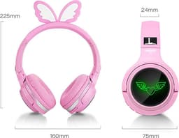 koptelefoon kinderen draadloos - hoofdtelefoon voor kinderen met engelen vleugels - roze - Bluetooth — thumbnail 5
