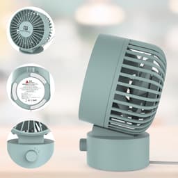 Northwall Mini USB Ventilator - Tafelventilator Blauw - Stille Mini Fan - Retro Bureau Ventilator - Klein, Stil en Geruisloos - Dual Motoren - Kantelbaar - 2 Snelheden — thumbnail 2