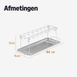 Kippenvleugelhouder – bbq accesoires – kiphouder Oven – Inclusief Opvangbakje – inklapbaar – RVS — thumbnail 2