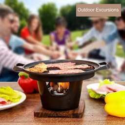 Portable Table Grill - Mini BBQ Grill - Non-Smoking Japanese Table Grill - Kleine Grillpan - Koreaanse Familiegrill met Antiaanbak Kookoppervlakken voor Buiten - Kamperen - BBQ — thumbnail 3