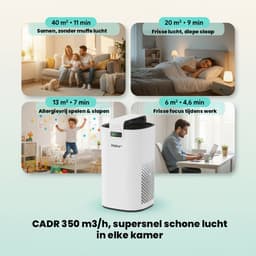 Airflow XL Luchtreiniger / Air Purifier voor Huisdieren & Allergie - 350 m³/h – HEPA Filter H13 – App bediening & Luchtkwaliteitsensor - intplus+ — thumbnail 4