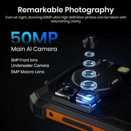 FOSSiBOT F110 Pro 5G robuuste smartphone, 20 GB RAM + 128 GB ROM, 6,745 inch HD+ scherm, 10000 mAh batterij, 50 MP AI-camera, NFC & vingerafdruk & gezichtsontgrendeling - Oranje — thumbnail 5