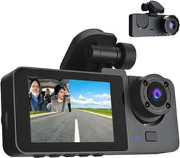 3-kanaals dashcam voor en achter - 1080P dashcam voor en binnen met nachtzicht, bewegingsdetectie, parkeermonitor, sensorbescherming en lusopname — thumbnail 1