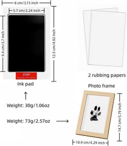 Pet Paw Print Pad - DIY Pet Photo Album - Pet Paw Print Set - Geschikt voor het maken van pootafdrukken van katten en honden - Met houten lijst - 2 printbare kaarten — thumbnail 3