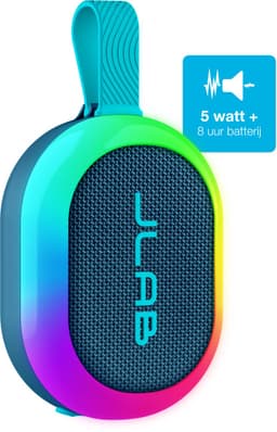JLab Pop Mini Bluetooth Speaker Draadloos - Draagbare Muziekbox - 8 uur Batterijduur - 5 Watt - IPX6 Waterproof - Multipairing - Instelbare Party Lights - App Equalizer - Blauw — thumbnail 1