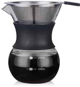 longziming -Handmatige Pour Over Koffiemaker 200 ml – Glazen Koffiekaraf met Fijn RVS Filter, Compacte Koffiebereider voor Thuis, Kantoor of Reizen — thumbnail 1